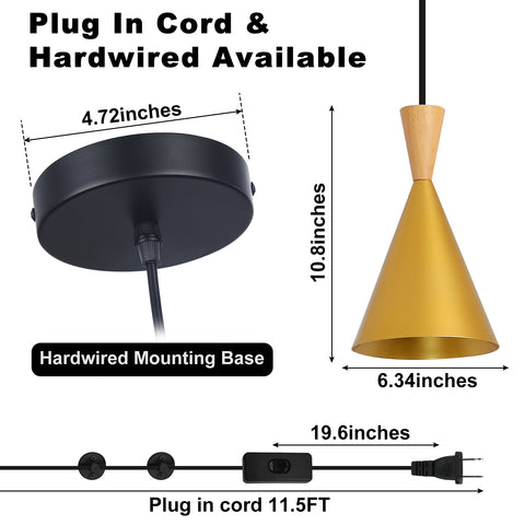 Black Wood Adjustable Height Pendant Wall Light
