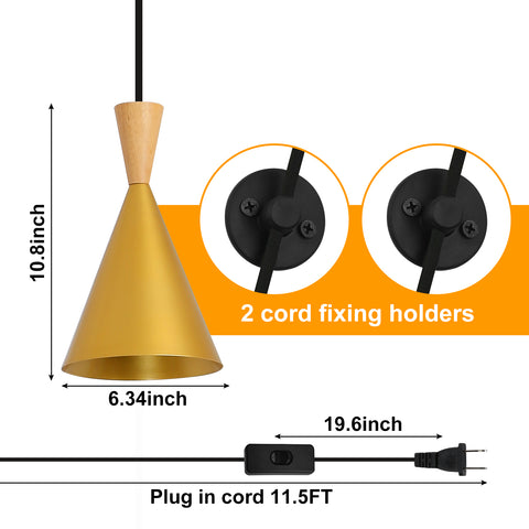 Black Wood Adjustable Height Pendant Wall Light