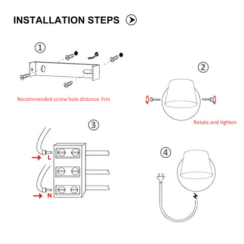 LED Reading Wall Lamp with Switch - Rotating Adjustable
