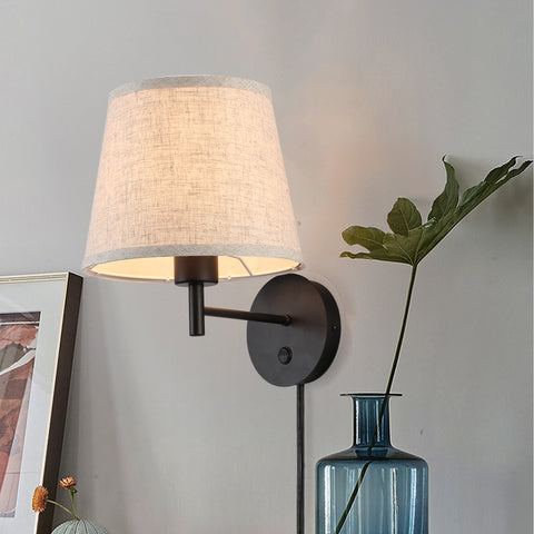 LED Bedside Wall Lamp - Flaxen Lampshade