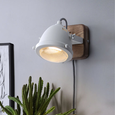 Rotatable LED Indoor Wall Lamp with Wood Base