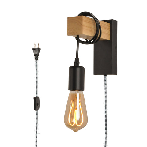 Modern Plug in Cord Wood Wall Lamp Rustic Lift Pipe - Rustic Pendant Light