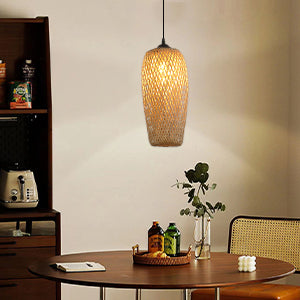 Rustic Woven Bird Nest Rattan Shade Chandelier