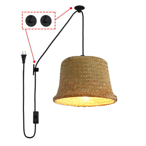 Rattan Woven Pendant Lighting Bamboo Ceiling Light Lamp