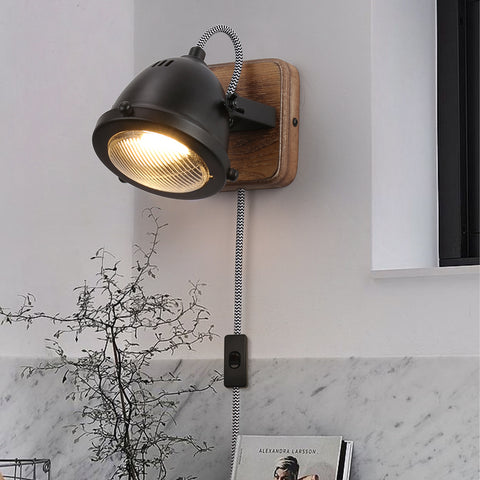 Rotatable LED Indoor Wall Lamp with Wood Base