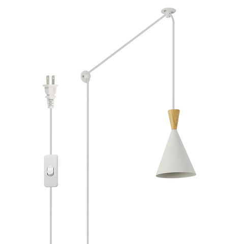Black Wood Adjustable Height Pendant Wall Light