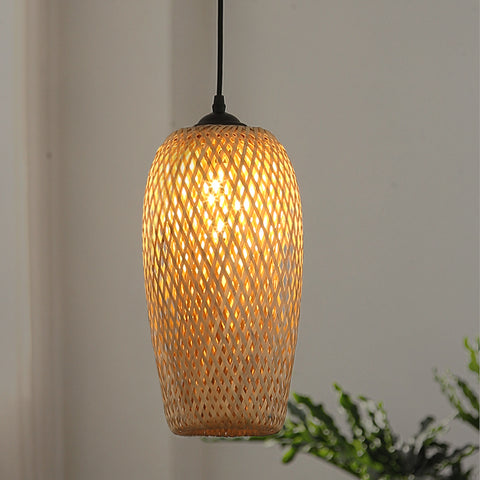 Rustic Woven Bird Nest Rattan Shade Chandelier