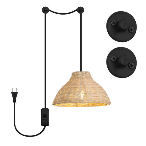 Handmade Rattan Pendant Lights with Switch