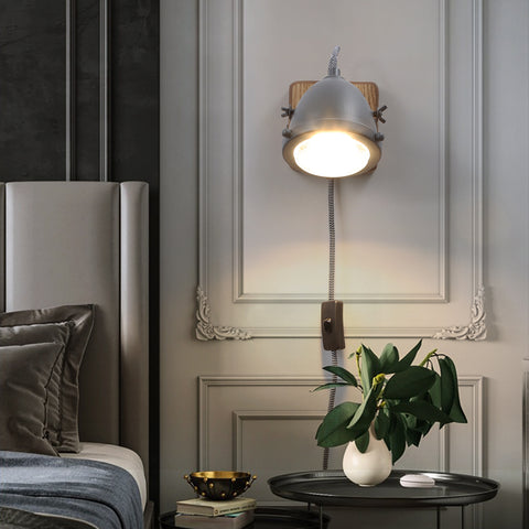 Rotatable LED Indoor Wall Lamp with Wood Base
