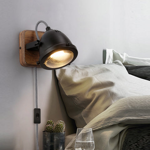 Rotatable LED Indoor Wall Lamp with Wood Base