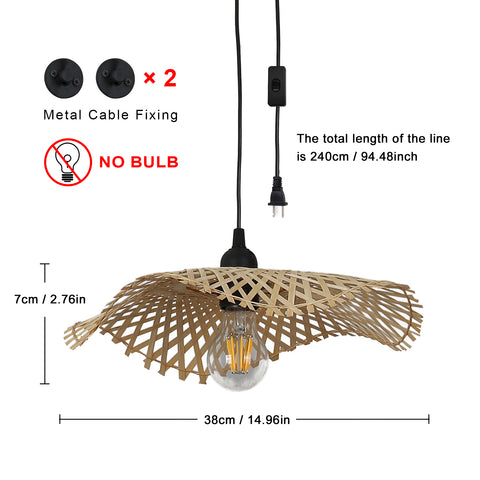 Hand-Woven Natural Wicker Rattan Hanging Basket Lampshade