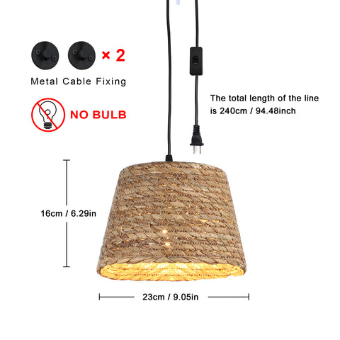 Rustic Woven Bird Nest Rattan Shade Chandelier