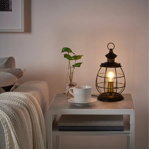 Retro Industrial Metal Lantern Table Lamp
