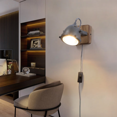 Rotatable LED Indoor Wall Lamp with Wood Base