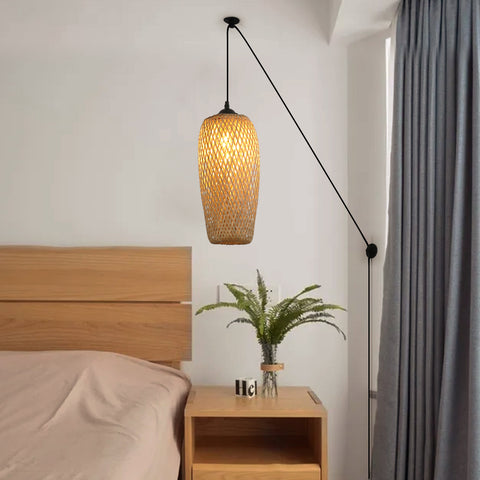Rustic Woven Bird Nest Rattan Shade Chandelier