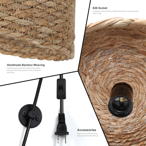 Rustic Woven Bird Nest Rattan Shade Chandelier