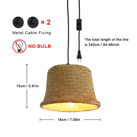 Rattan Woven Pendant Lighting Bamboo Ceiling Light Lamp