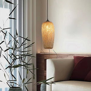 Rustic Woven Bird Nest Rattan Shade Chandelier