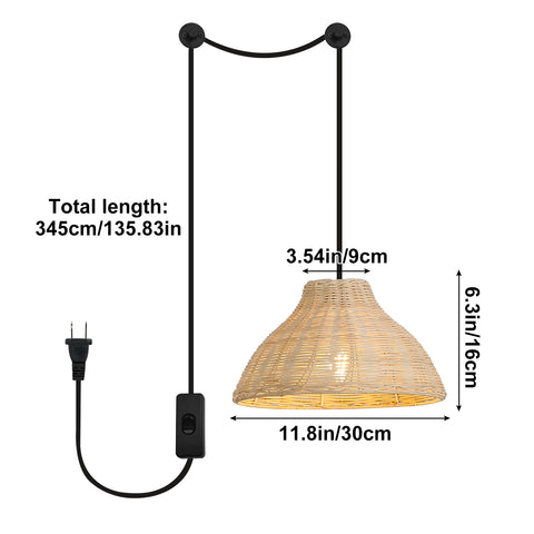 Handmade Rattan Pendant Lights with Switch