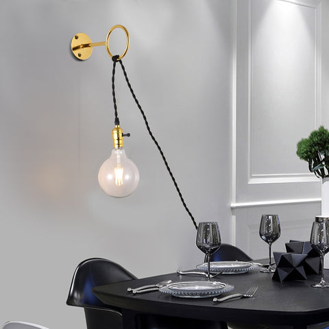 Industrial Gold Rustic Round Ring Pendant Light