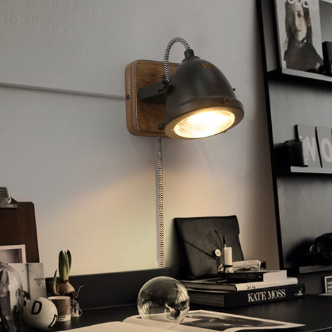 Rotatable LED Indoor Wall Lamp with Wood Base