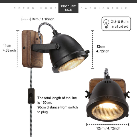 Rotatable LED Indoor Wall Lamp with Wood Base