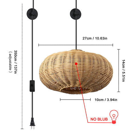 Pumpkin Lampshape Bamboo Pendant Light