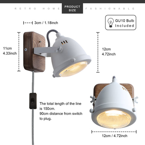 Rotatable LED Indoor Wall Lamp with Wood Base