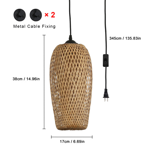Rustic Woven Bird Nest Rattan Shade Chandelier