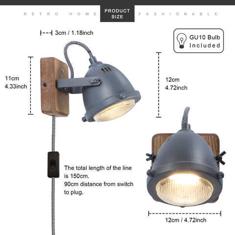 Rotatable LED Indoor Wall Lamp with Wood Base