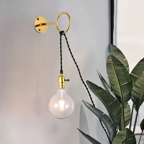 Industrial Gold Rustic Round Ring Pendant Light
