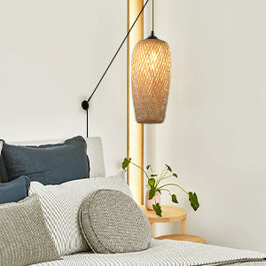 Rustic Woven Bird Nest Rattan Shade Chandelier