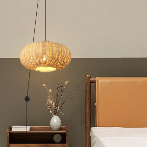 Pumpkin Lampshape Bamboo Pendant Light