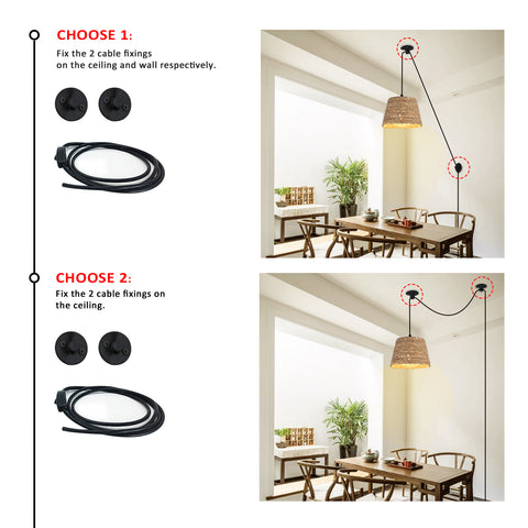 Rustic Woven Bird Nest Rattan Shade Chandelier