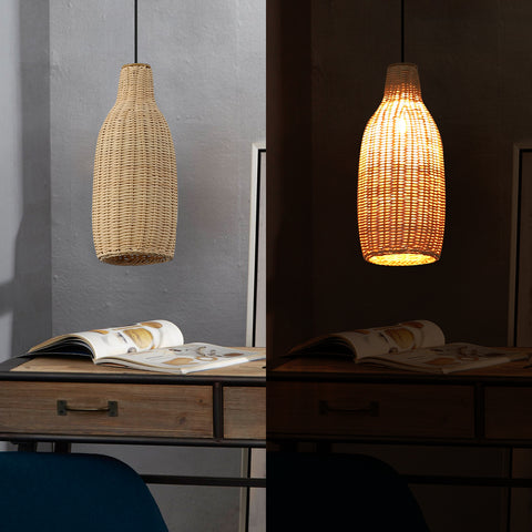 Plug in Cord Bamboo Pendant Light for Kitchen Island