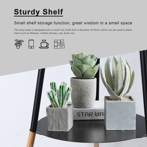 Wooden Tripod Floor Lamp - with Storage Shelf