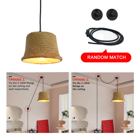 Rattan Woven Pendant Lighting Bamboo Ceiling Light Lamp