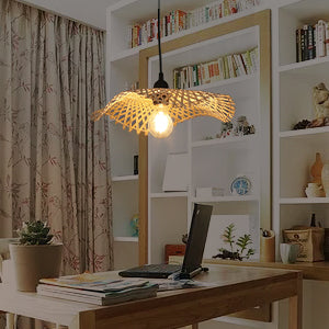 Hand-Woven Natural Wicker Rattan Hanging Basket Lampshade