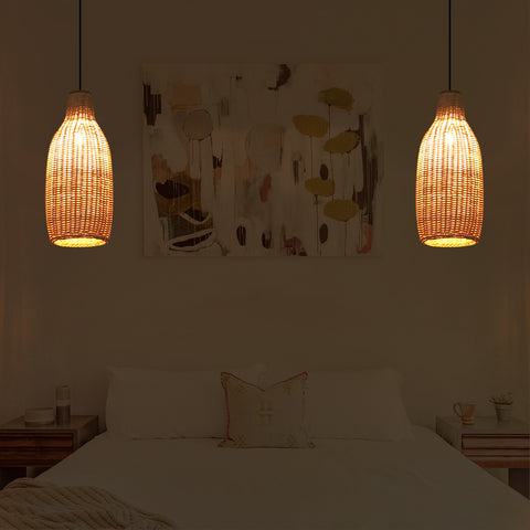 Plug in Cord Bamboo Pendant Light for Kitchen Island