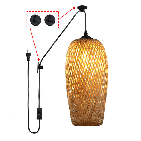 Rustic Woven Bird Nest Rattan Shade Chandelier