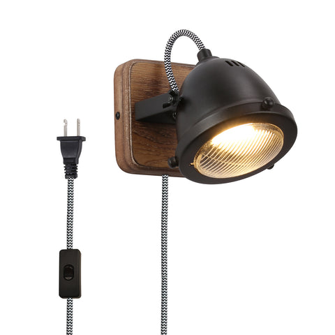 Rotatable LED Indoor Wall Lamp with Wood Base