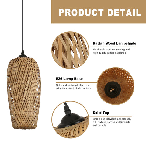 Rustic Woven Bird Nest Rattan Shade Chandelier