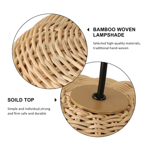 Pumpkin Lampshape Bamboo Pendant Light