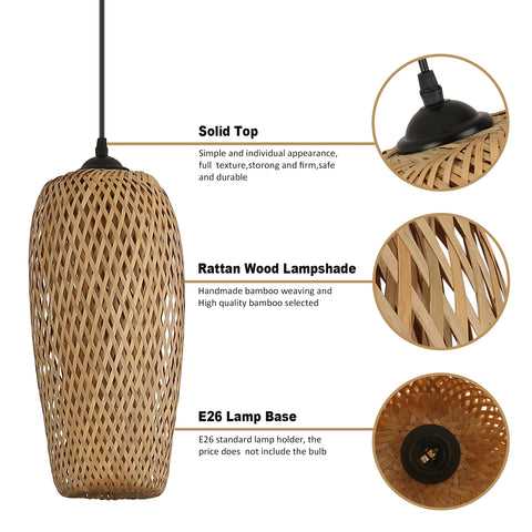Rustic Woven Bird Nest Rattan Shade Chandelier