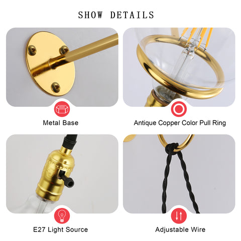 Industrial Gold Rustic Round Ring Pendant Light