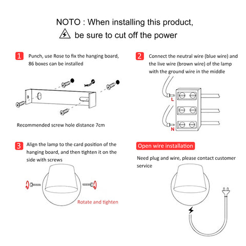 LED Reading Wall Lamp with Switch - Rotating Adjustable
