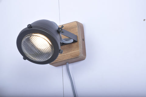 Rotatable LED Indoor Wall Lamp with Wood Base