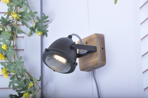 Rotatable LED Indoor Wall Lamp with Wood Base
