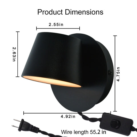 LED Reading Wall Lamp with Switch - Rotating Adjustable