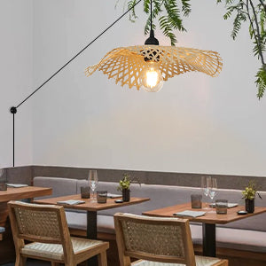 Hand-Woven Natural Wicker Rattan Hanging Basket Lampshade